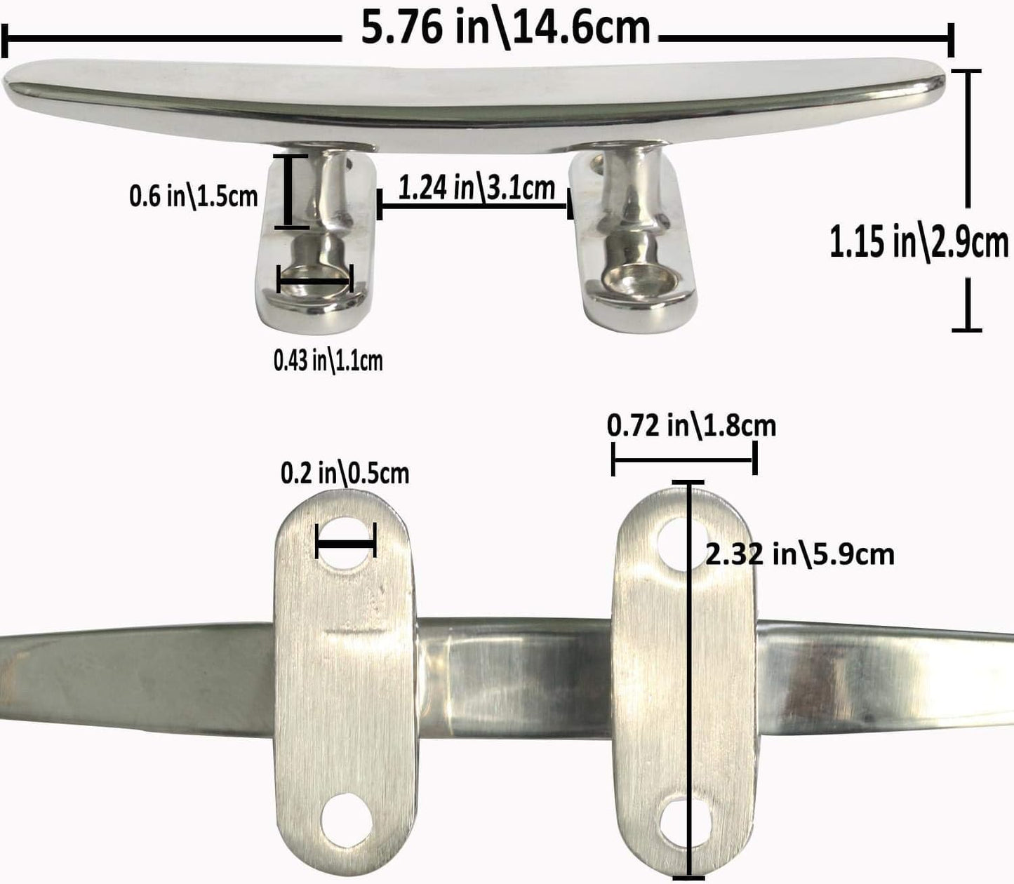 Boat Cleat Open Base Boat Cleat, Dock Cleat All 316 Stainless Steel Boat Mooring Accessories, Free Installation Accessories Screws(4/5 /6/8 inch)