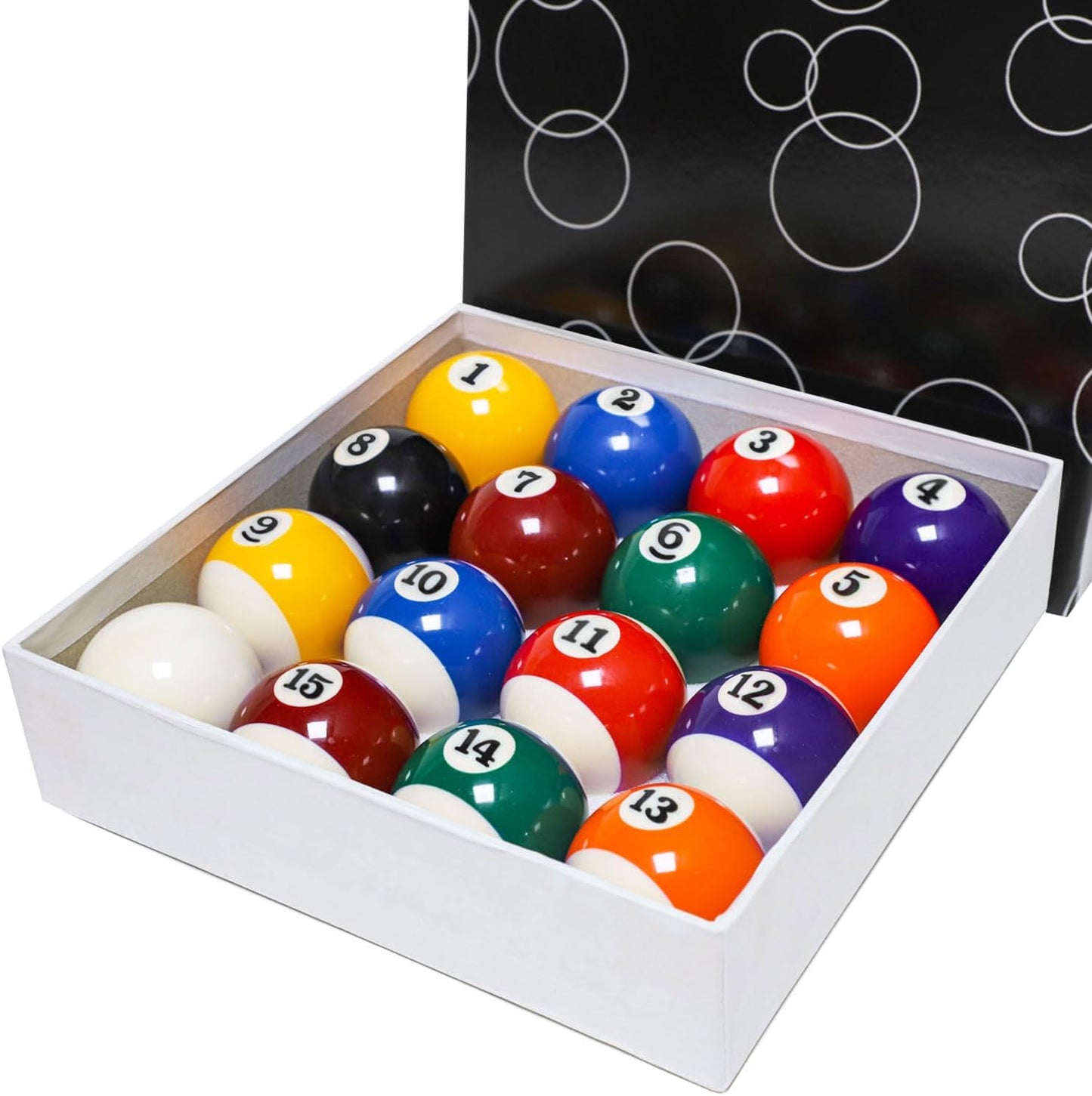Billiard Balls Set 2-1/4" Regulation Size Pool Table Balls for Replacement (16 Resin Balls)
