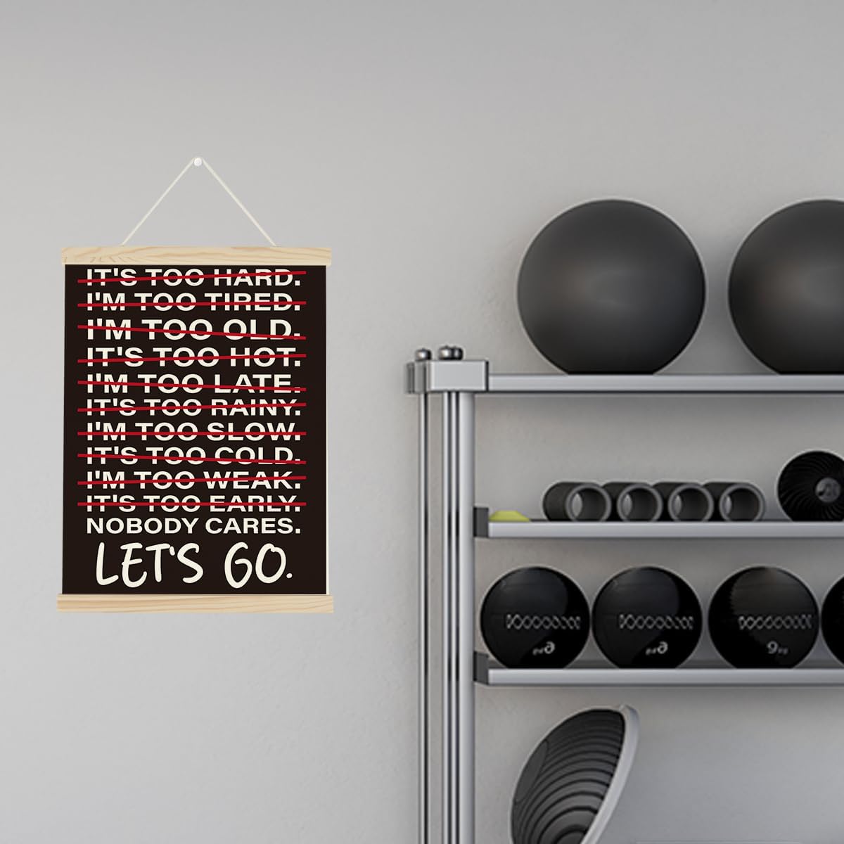 Gym Motivational Posters College Dorm Posters Gifts for Guys Friends Nobody Cares Lets Go Gym Flag Wall Art Decor Sign for Home Gym Bedroom Office