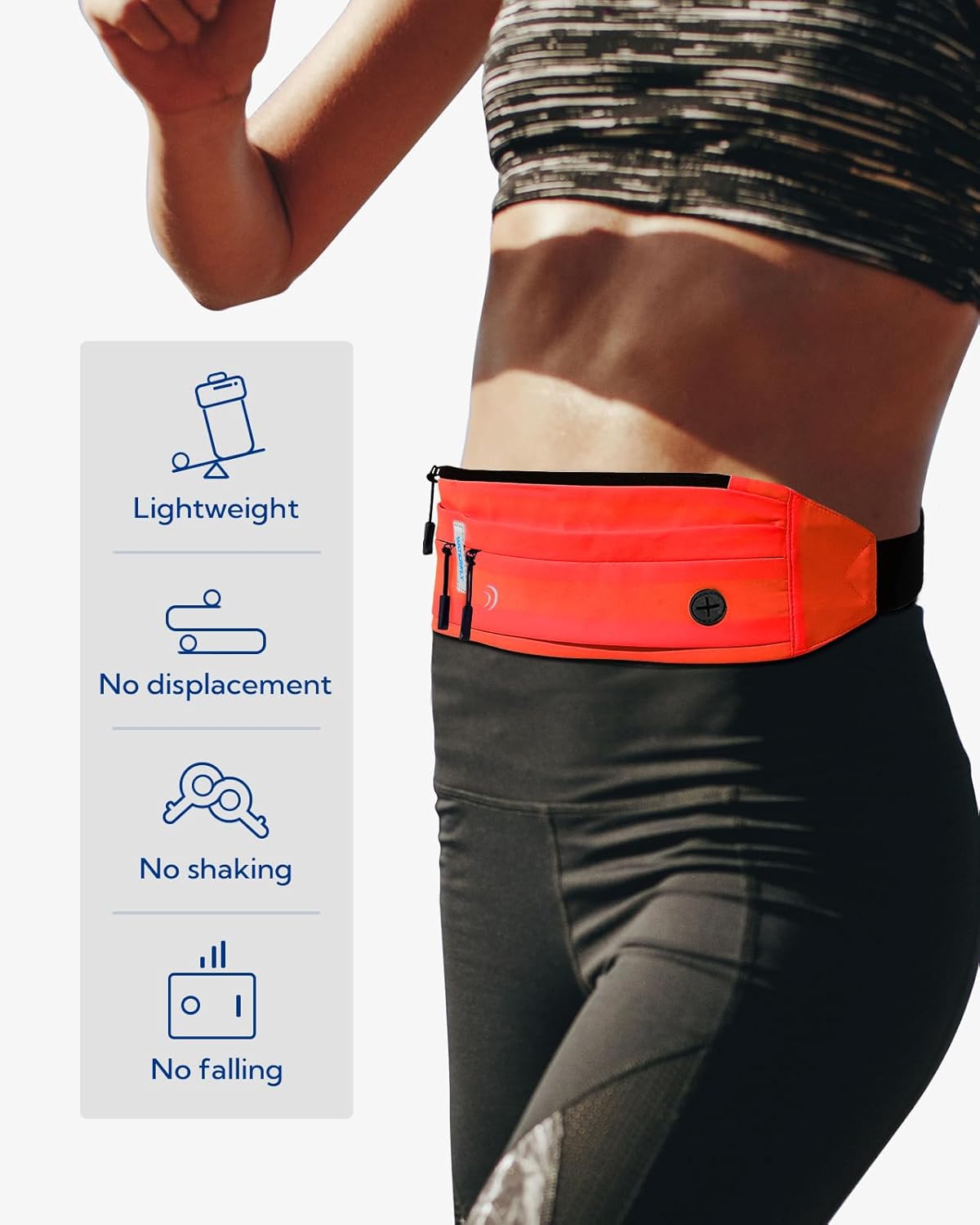 WATERFLY Running Belt Fanny Pack: Runner Marathon Jogging Waist Pack Sport Workout Exercise Fitness Phone Holder Belt for Men Women Jogger Slim Waistband