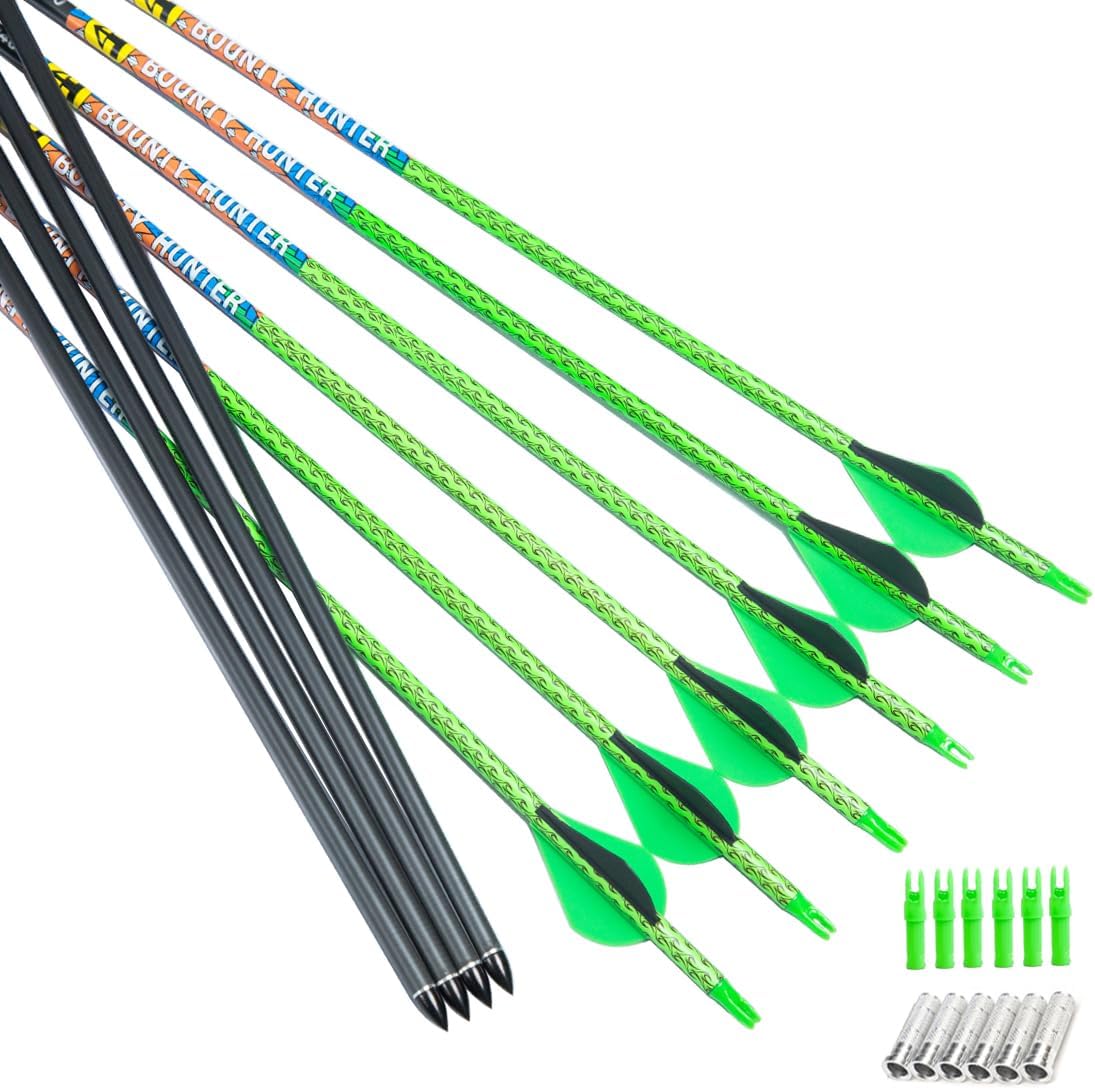 Linkboy Archery 30inch Carbon Arrows 300 340 Spine 0.003 Target Arrows Practice Recurve Compound Hunting Bow Longbow Pack of 12PCS