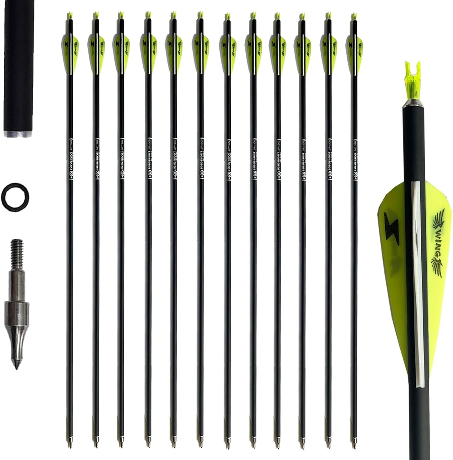 31inch Carbon Arrow Archery Targeting Practice Hunting Arrows for Compound & Recurve Bow with Removable Tips(Pack of 12)