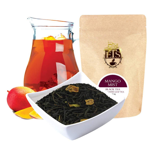 Mango Mist Black Tea Pouches - 4oz | Loose Leaf Pouch | Naturally Flavored Ceylon Black Tea | Smooth Refreshing Tropical Mango Taste | No Artificial Flavors