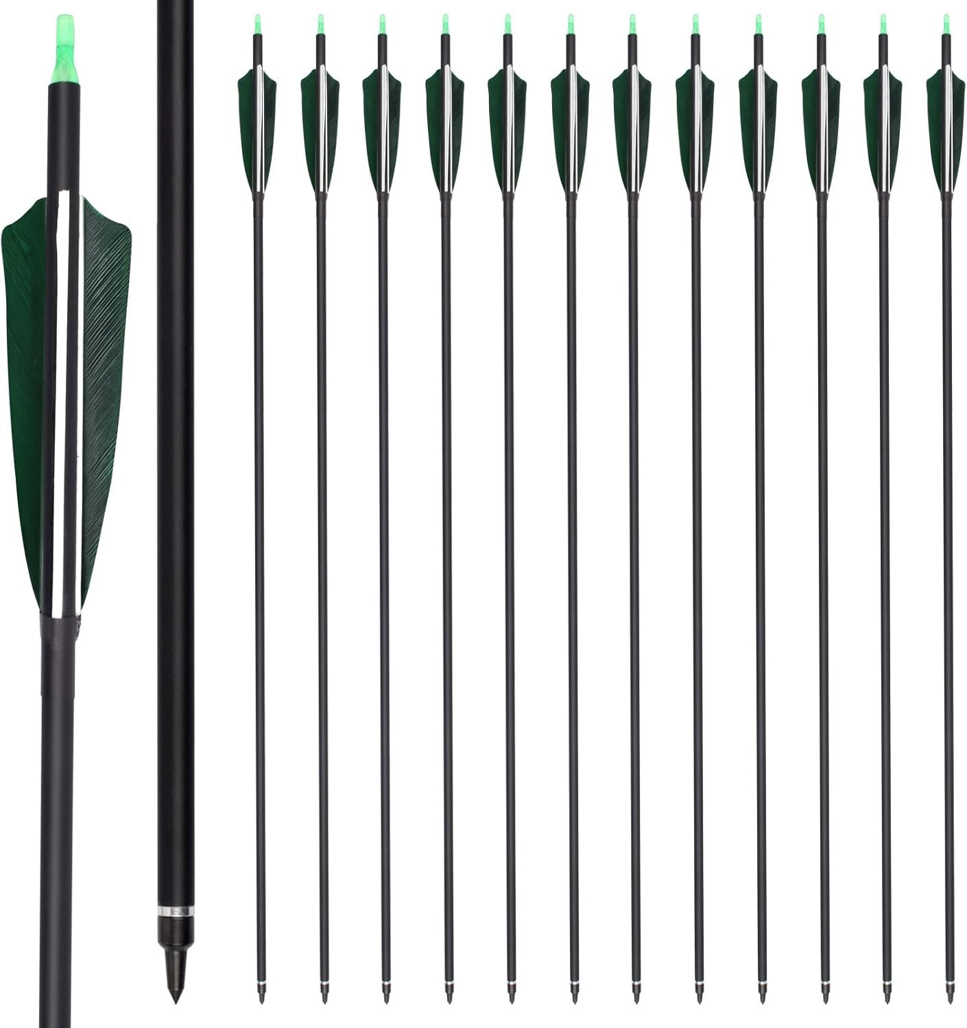YLS 500 Spine Arrows 30 Inch Carbon Arrows 4" Turkey Feather Archery Target Practice Hunting Arrows with for Recurve Bow Long Bow
