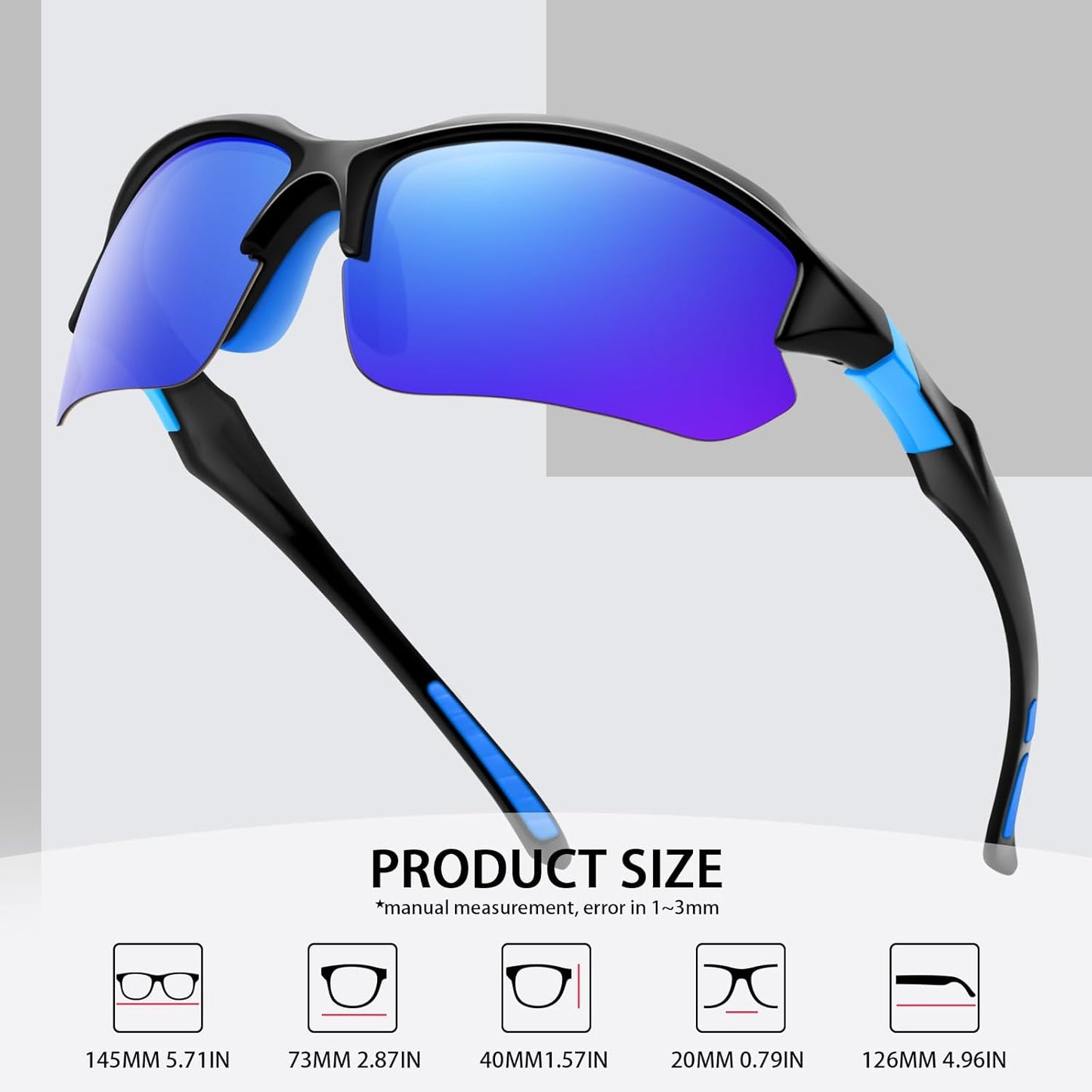 Sports Polarized Sunglasses for Men Cycling Running Fishing UV Protection Sun Glasses Lightweight Half Frame Goggles