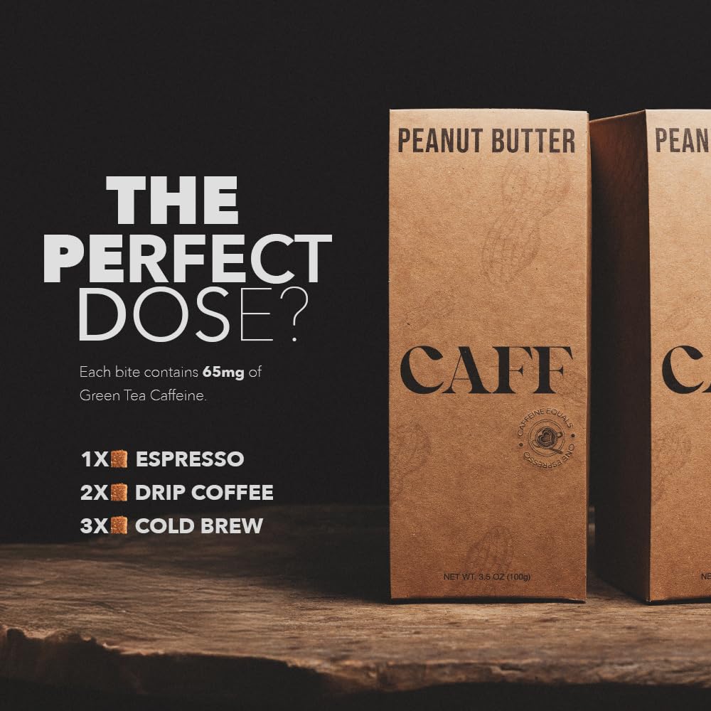 CAFF All Natural Energy Bites - Caffeinated Peanut Butter Bite for Energy Boost - 65mg Caffeine Peanut Butter Bars – 20 Calorie Organic Caffeine Snacks - Gluten-Free, Keto (20 Bites)