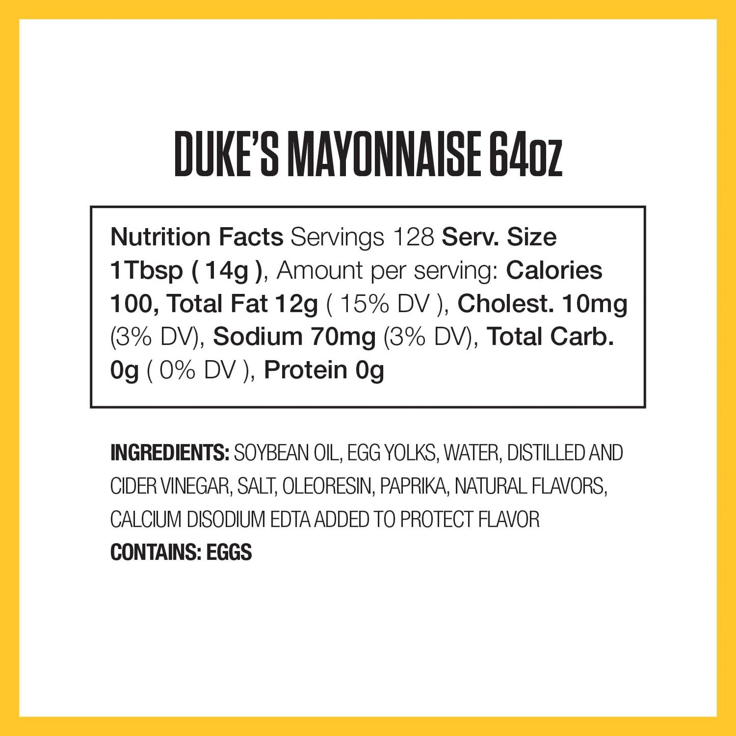 Duke’s Real Mayonnaise Jar – Original Smooth & Creamy Taste, 64 Ounce (Pack of 1)