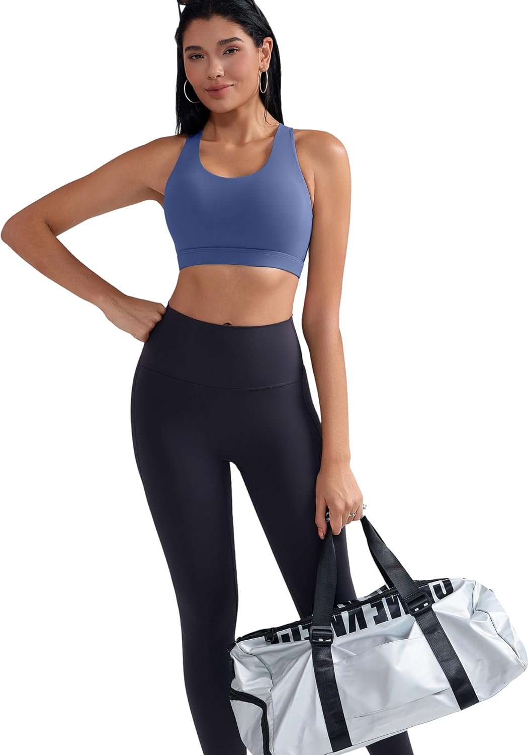 RUNNING GIRL Sports Bra for Women, Criss-Cross Back Padded Strappy Sports Bras Medium Support Yoga Bra with Removable Cups