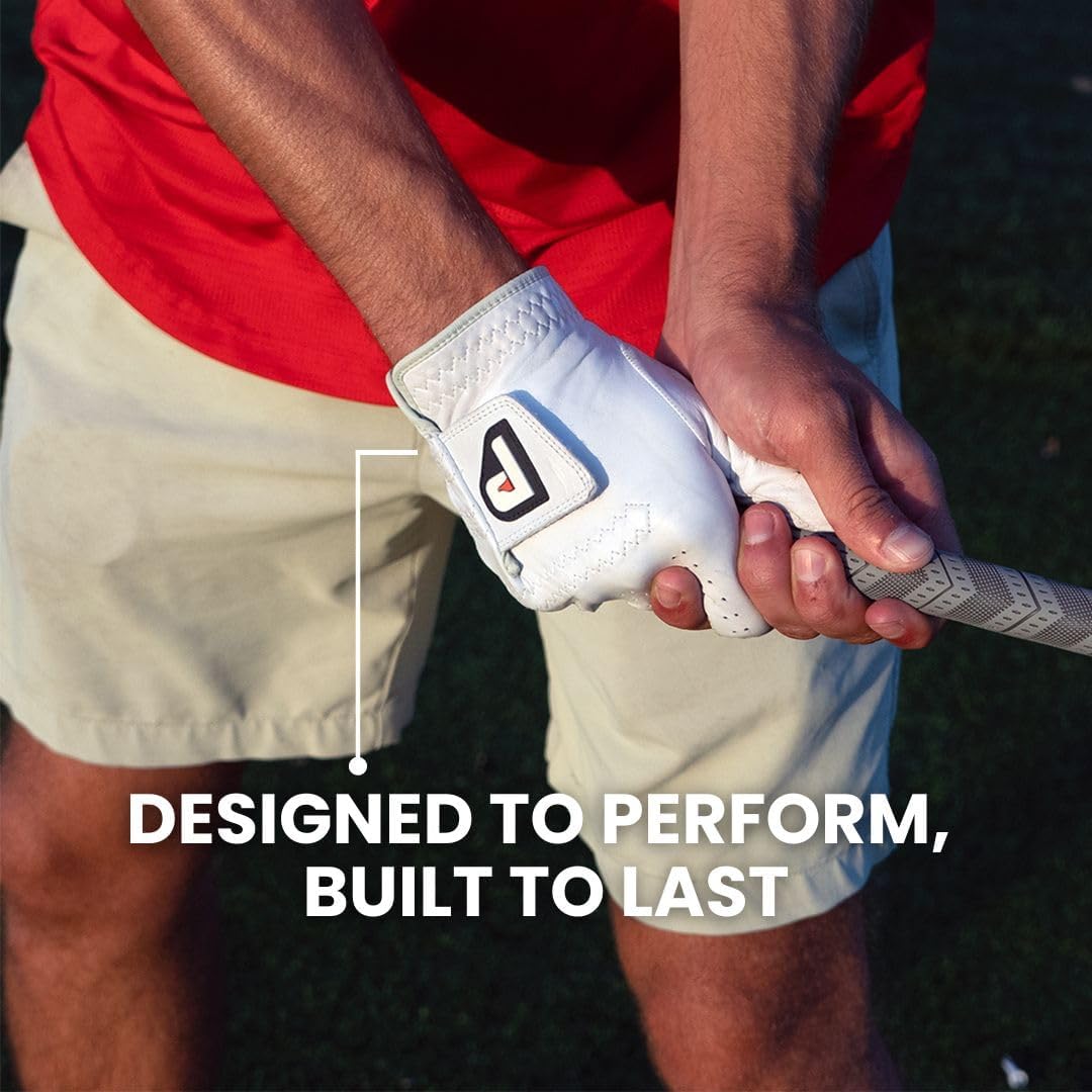 PUR3 2 Pack Golf Gloves Men | Real Genuine Cabretta Leather Glove - Super Soft Feel - Ball Marker Included - Mens Golf Gloves Left Hand or Right Hand