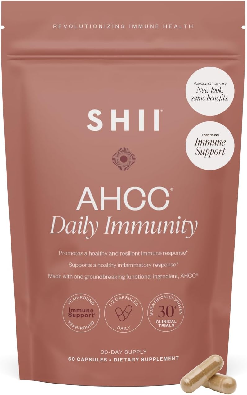 SHII AHCC Daily Immunity, 30-Days Supply – Vegan, Gluten Free Immune Support Supplement with AHCC, Immune System Support from Functional Shiitake Mushrooms, Promotes Immune Response & Cellular Health
