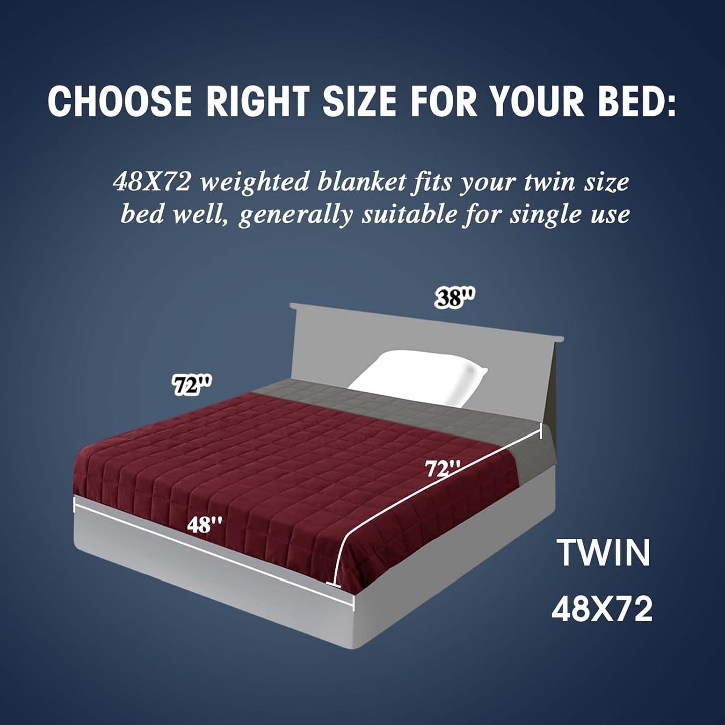 yescool Weighted Blanket for Adults (20 lbs, 48" x 72", Red Grey) Cooling Heavy Blanket for Sleeping Perfect for 110-130 lbs, Twin Size Breathable Blanket with Premium Glass Bead, Machine Washable