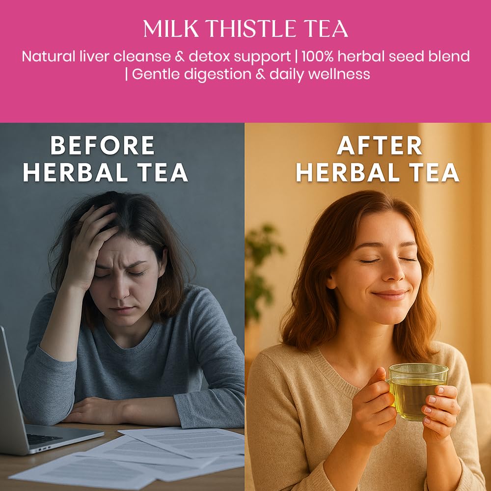 BlendArt Teas - Milk Thistle Seeds Herbal Tea - 100 Count - Pyramid Tea Bag | For Liver Detox support | Reduce inflammation | Refreshing Peppermint with lemon flavour - Caffeine Free | Ziplock Pouch