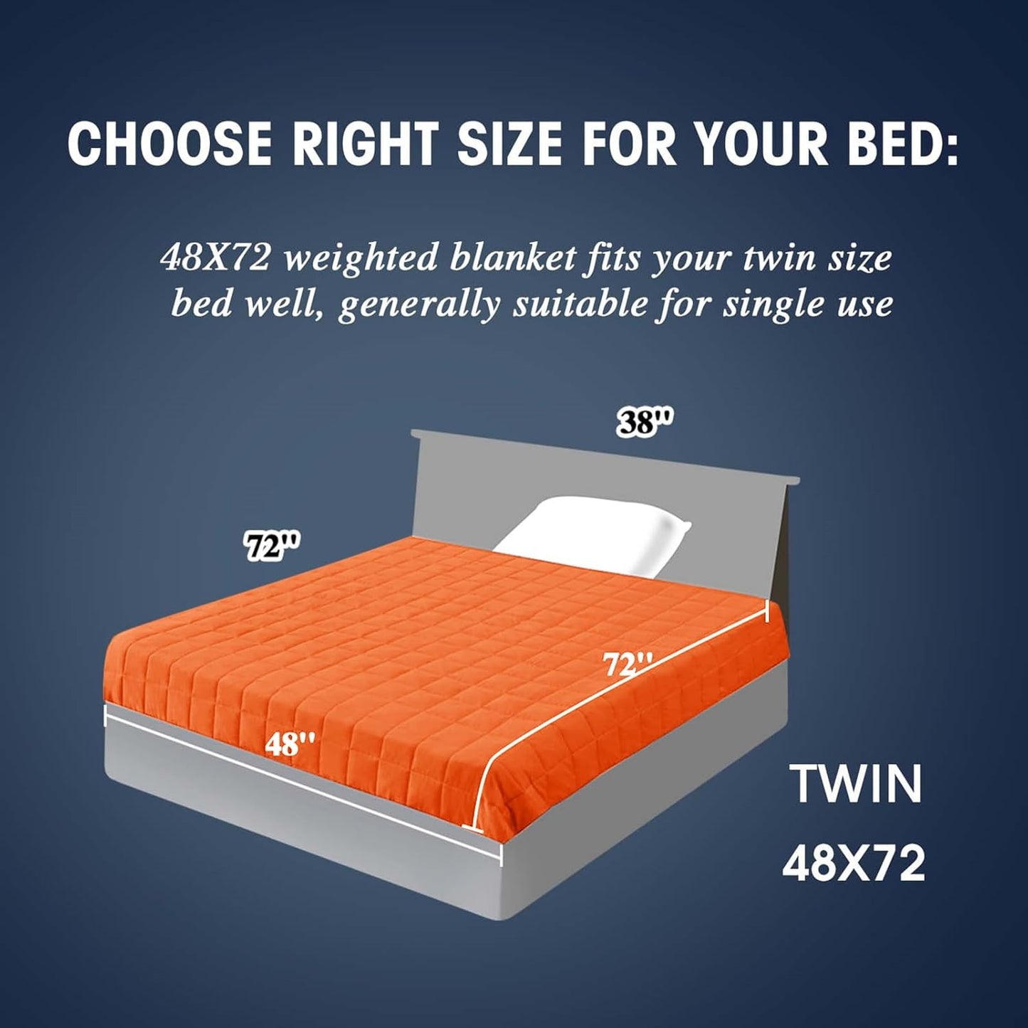 yescool Weighted Blanket for Adults (15 lbs, 48" x 72", Orange) Cooling Heavy Blanket for Sleeping Perfect for 140-160 lbs, Twin Size Breathable Blanket with Premium Glass Bead, Machine Washable