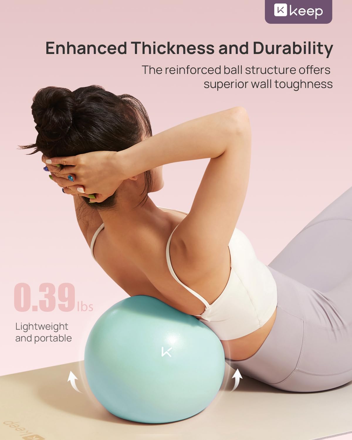 KEEP Pilates Small Exercise Ball Anti-Burst - Thickened Yoga Ball With Pump for Physical Therapy, Fitness, Workout, and Core Strength