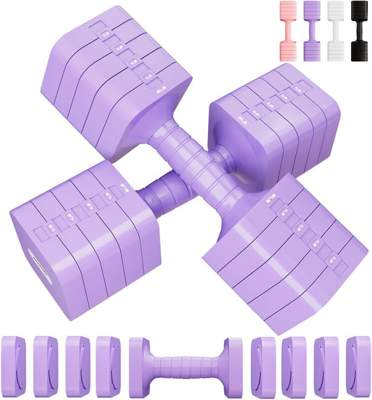 Adjustable Dumbbell Set for Women Men 16LB 20LB Hand Weights Dumbbells Sets Woman Exercise Fitness dumbbell Adjust dumbbells set of 2 for Home Gym Workout Strength Training Equipments