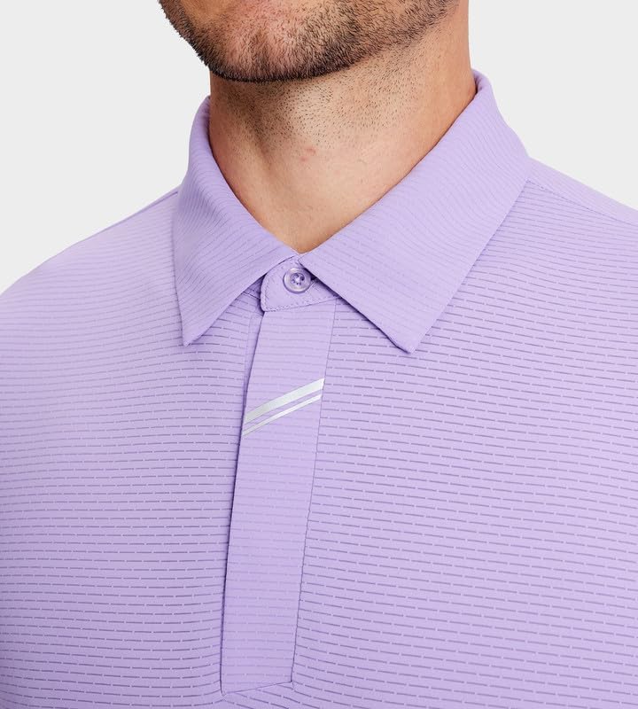 Damipow Premium Golf Shirts for Men Dry Fit Performance Polo Short Sleeve Collared Shirt