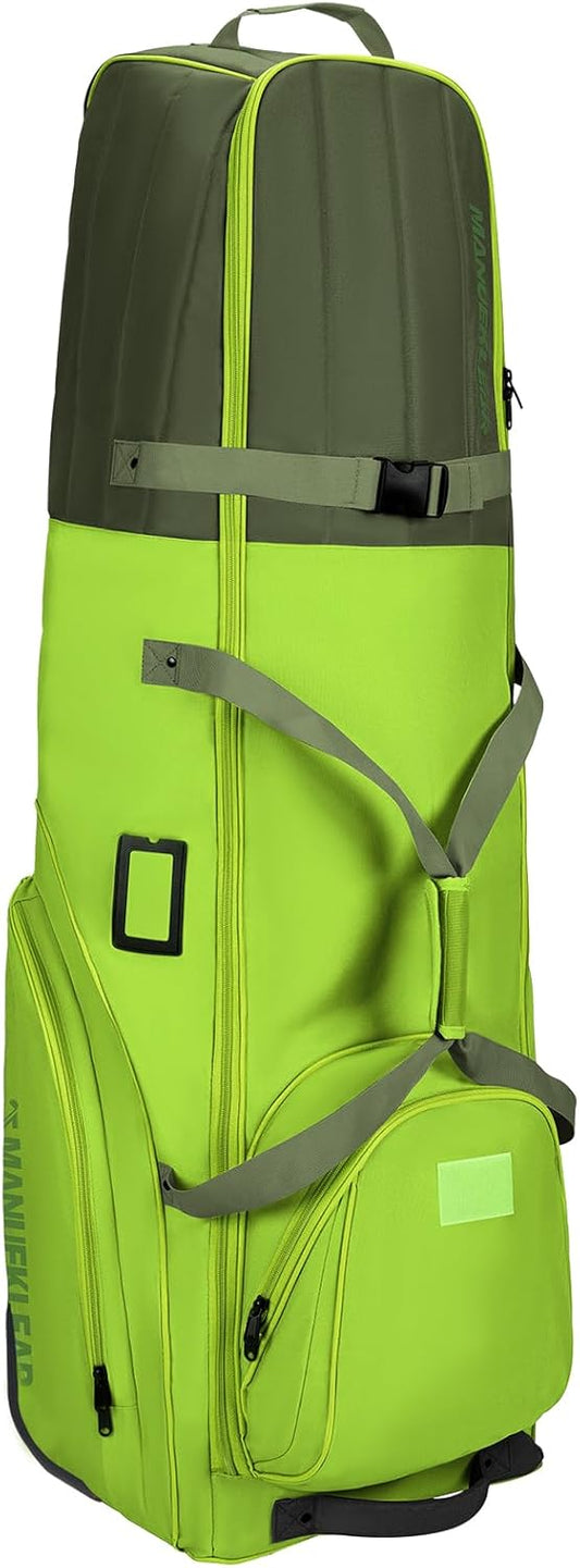 MANUEKLEAR 1680D Nylon Travel Golf Bags Club for Airlines with Wheels, Golf Travel Bags for Airlines with Padded Top, Golf Travel Case Cover with 3 Large Pocket for Golfer