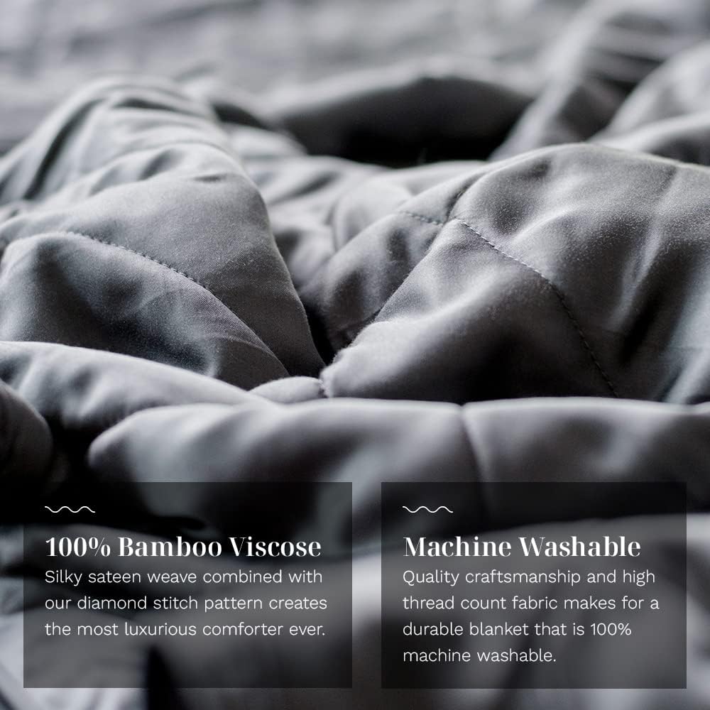 LUXOME Lightweight Blanket | 100% Rayon (Viscose) from Bamboo Fabric & Fill | King/Cal King - 98"x92" | Thermal-Regulating | Charcoal