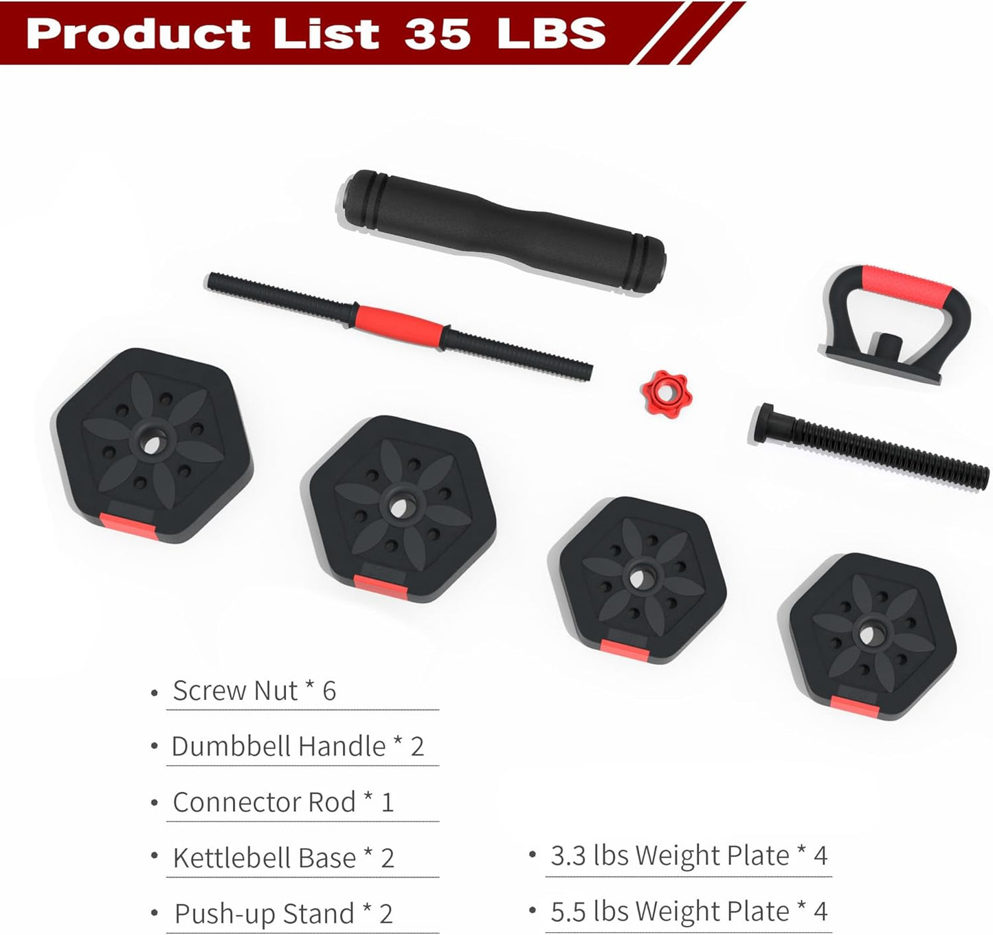 VIVITORY Dumbbell Sets Adjustable Weights, Free Weights with Connector, Non-Rolling Adjustable Dumbbell Set, Barbell for Home Gym, Hexagon, Cement Mixture