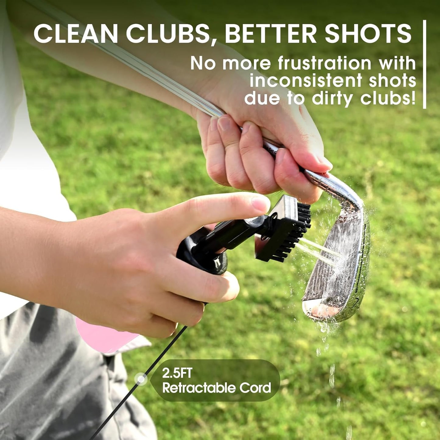 Golf Club Clean Brush Towel Value Set with Strong Magnetic Retractable Carabiner, Squeeze Water Bottle Microfiber Absorbent Towel for Golf Bags Accessory Iron Care Men Women