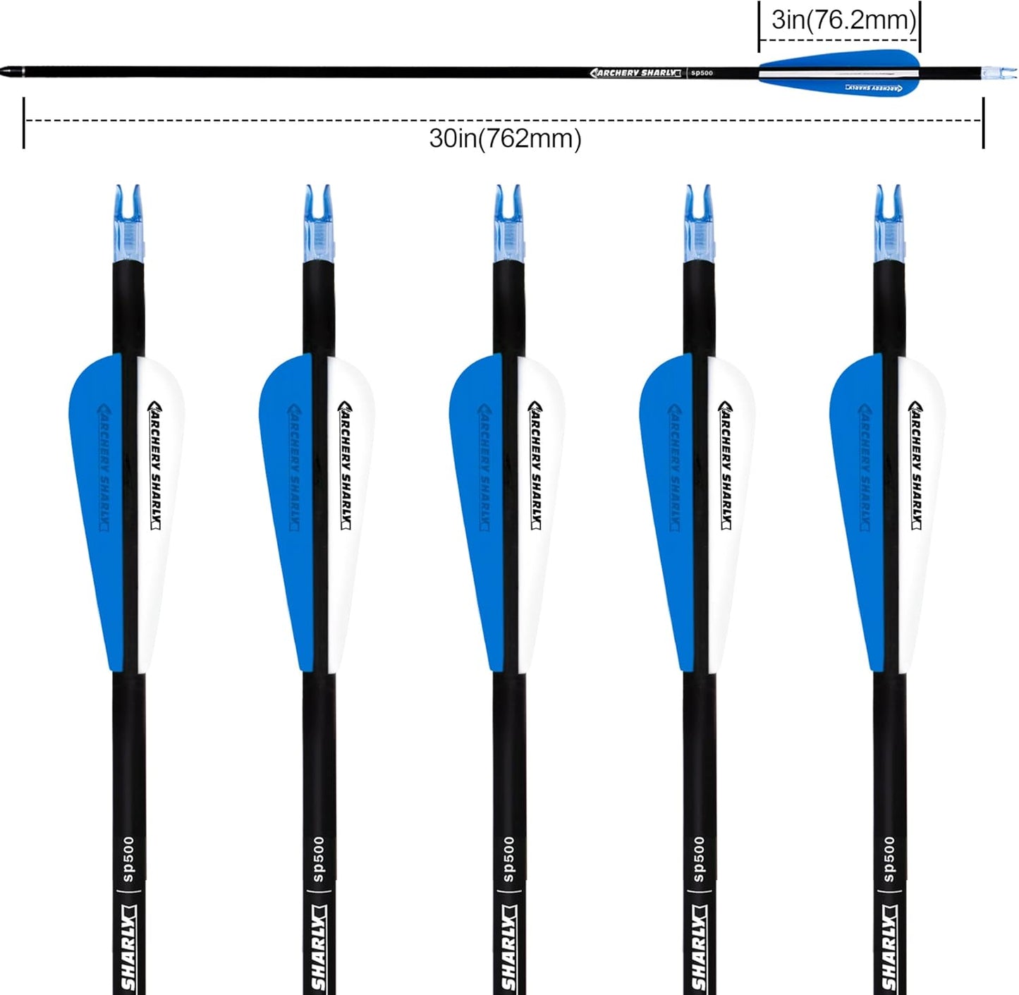 30Inch Carbon Hunting Arrow Targeting Practice Arrows with Removable Tips and Adjustable Nocks for Compound & Recurve Bow (Pack of 12)