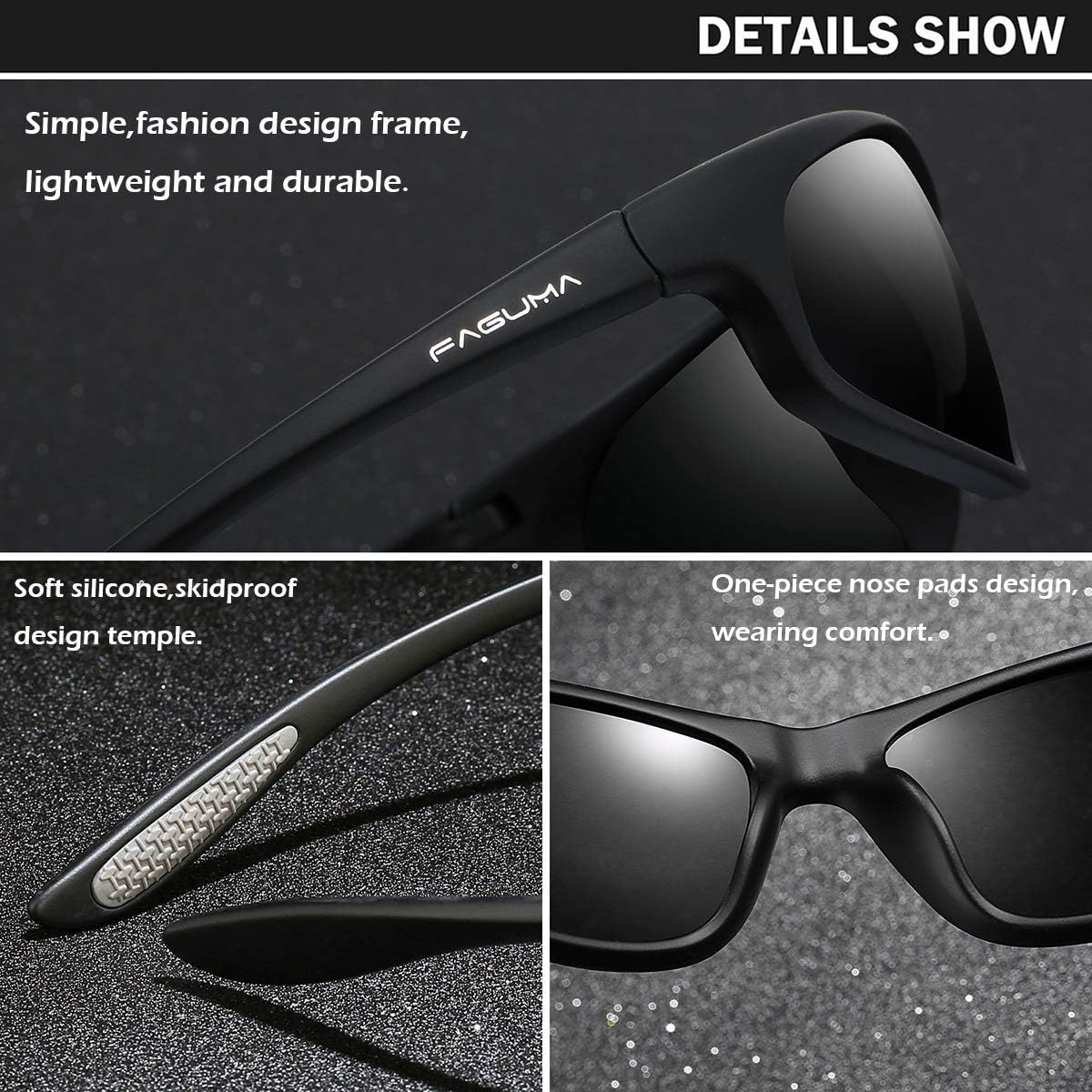 FAGUMA Polarized Sports Sunglasses For Men Cycling Driving Fishing UV400 Protection