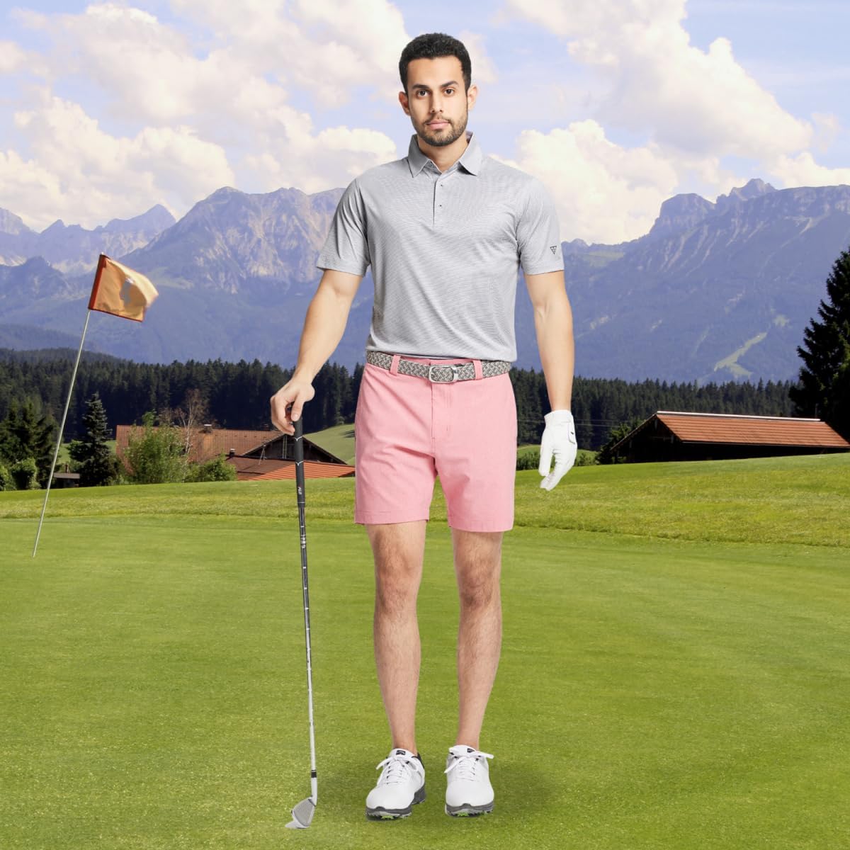 M MAELREG Golf Shirts for Men Dry fit Sports Jacquard Lightweight Performance Texture Short Sleeve Collared Polo Shirts