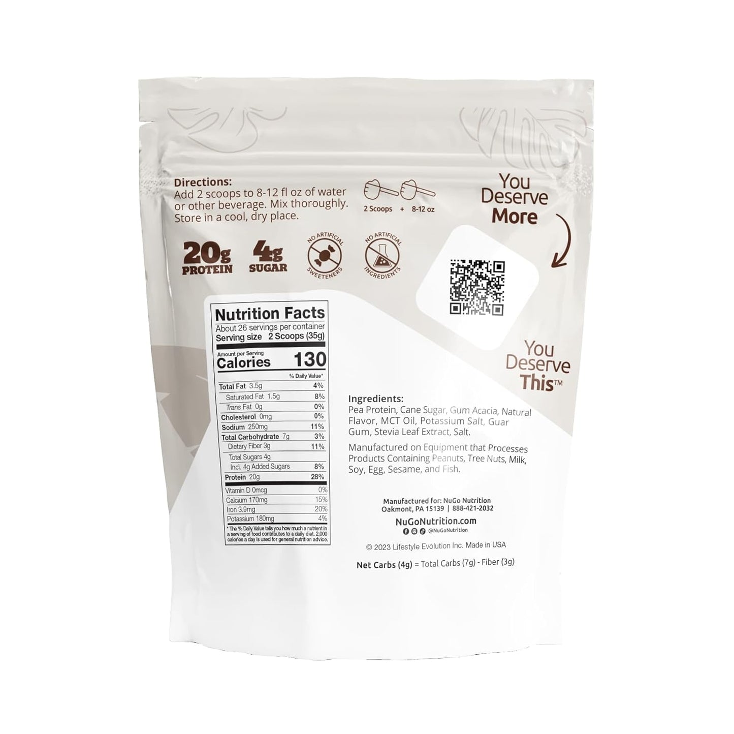 NuGo Plant Protein Powder, Vanilla, 20g Vegan Pea Protein, Low Sugar, Gluten Free, Dairy Free Ingredients, Soy Free, Non-GMO, Plant Based, Kosher, For Smoothies & Shakes, 26 Servings