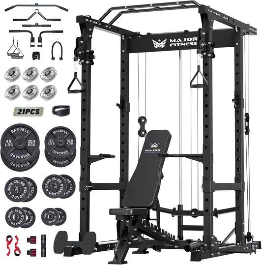 MAJOR FITNESS Drone1 Power Cage - Multi-Function Power Rack for Home Gym, Squat Rack, Cable Crossover System, for Strength Training, Heavy-Duty Steel Construction