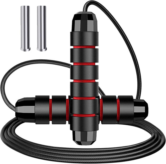 Weighted Jump Rope,Adjustable Tangle-Free Rapid Speed Steel Jumping Rope for Kids,Women and Men,Workout Jump Rope with Foam Handles,Exercise & Slim Body Skipping Rope at Home School Gym