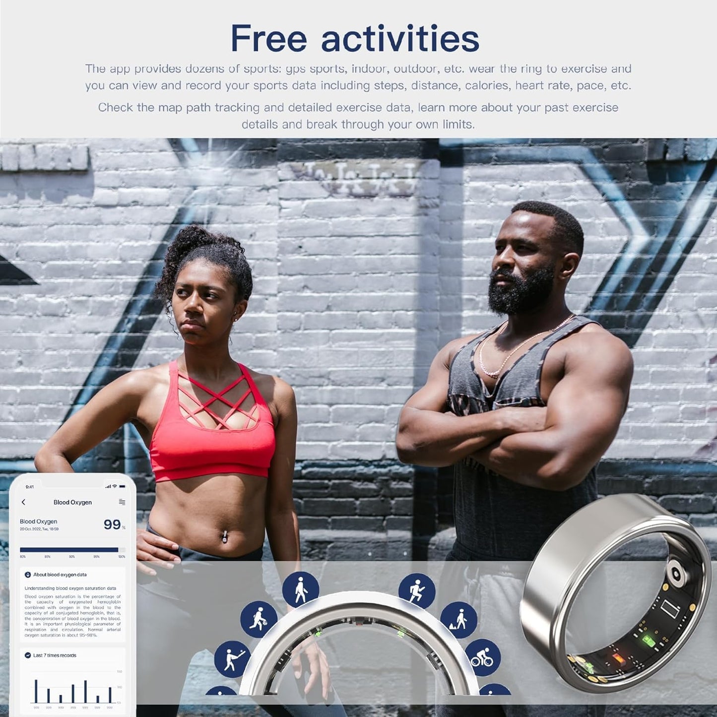 2025 Smart Ring for Women Men, Sleep Tracker Ring, Fitness Smart Ring, Activity Tracker,Sleep Monitor, Stress/Heart Rate/Women's Calories Steps Tracking-No APP Subscription (Silver, #12-67.2mm/2.65")