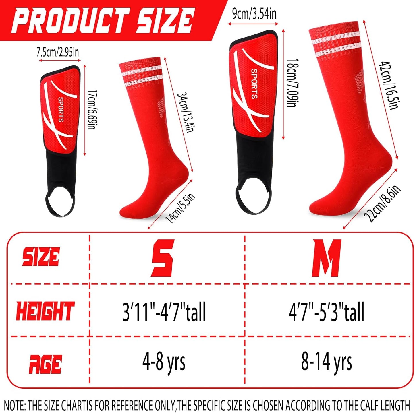 Soccer Shin Guards and Socks Kids Youth Lightweight Soccer Pads Defender with Ankle Protection Ski Shin Guards Football Equipment for Age 4-14 Toddler Boys Girls Teens