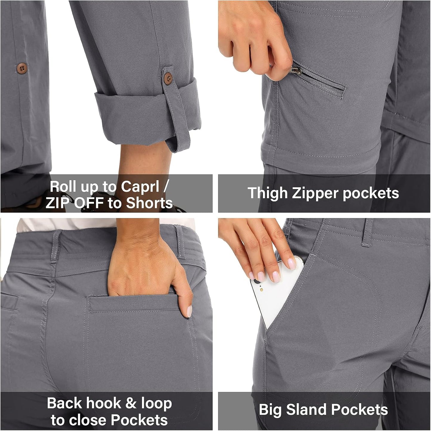 Women's Hiking Pants Convertible Zip Off Lightweight Quick Dry Outdoor Travel Camping Safari fising Pants
