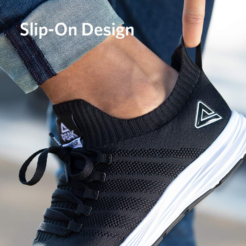 PEAK Mens Lightweight Walking Shoes Comfortable Slip On Sports Sneakers for Tennis, Gym, Running, Casual Workout