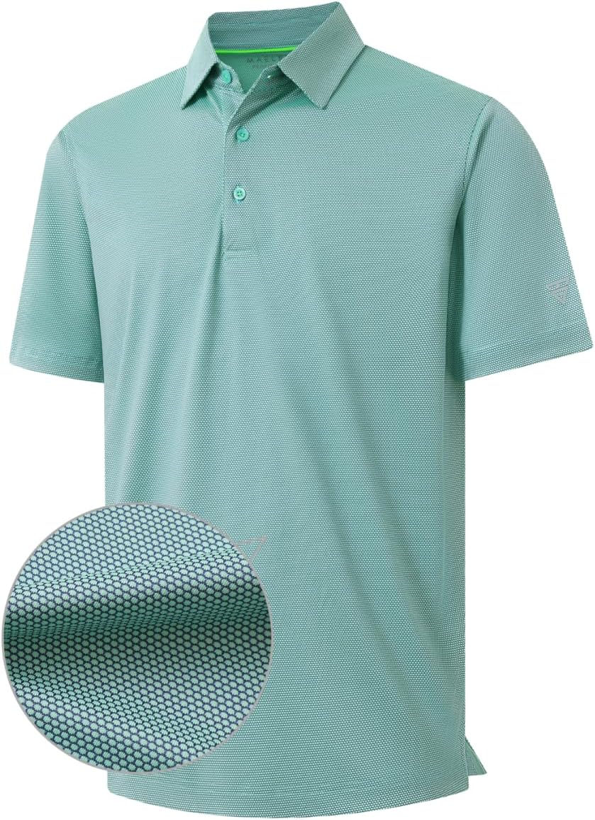 M MAELREG Golf Shirts for Men Dry fit Sports Jacquard Lightweight Performance Texture Short Sleeve Collared Polo Shirts
