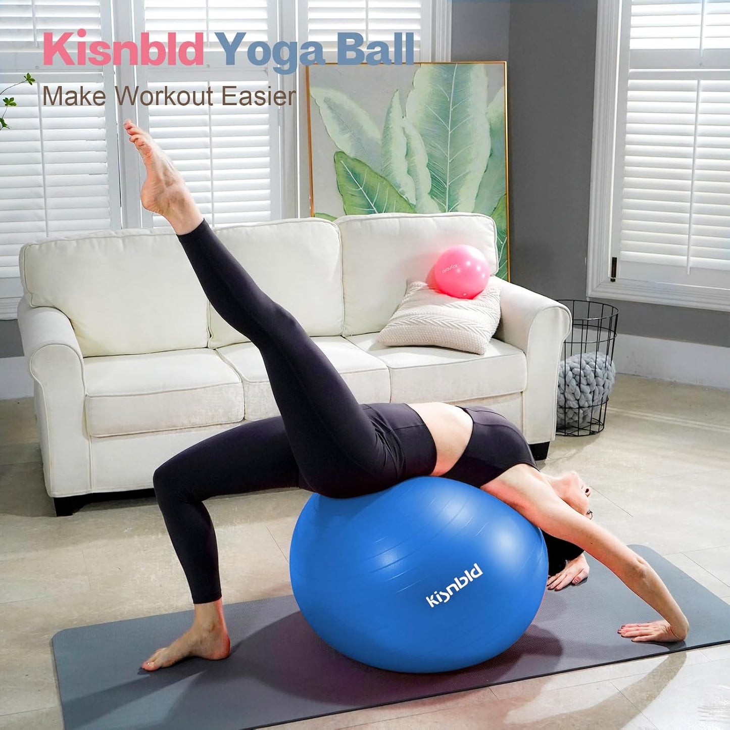 Exercise Ball, Extra Thick Yoga Ball for Workout Pregnancy Stability, 4 Sizes Anti-Burst Balance Ball with Foot Pump - Heavy Duty Fitness Ball Chair for Office, Home & Gym