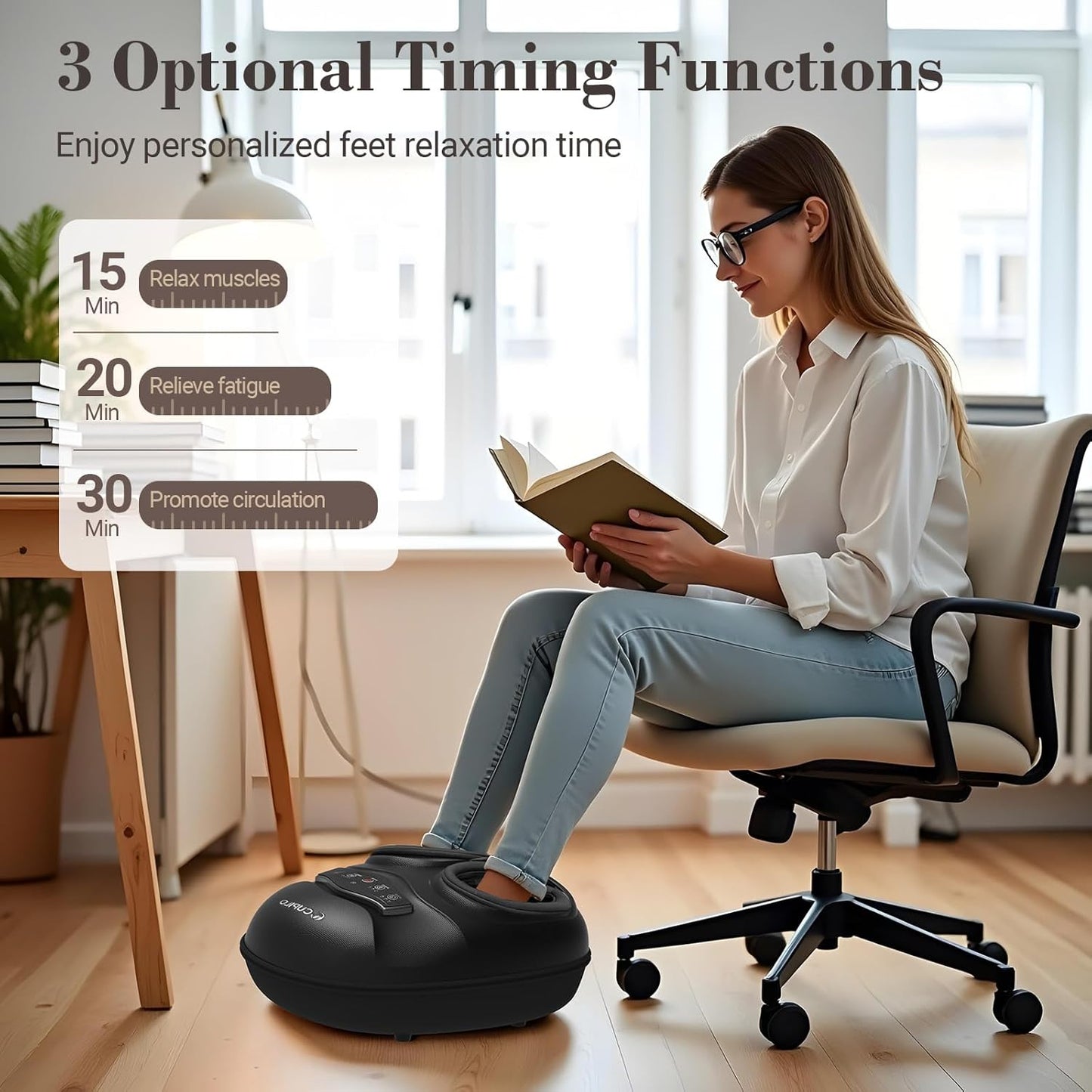 Shiatsu Foot Massager with Heat - Deep Tissue Kneading Foot Massager for Plantar Fasciitis,Adjustable Compression & Heat for Neuropathy Pain,Feet Fatigue,Gifts for Women Men