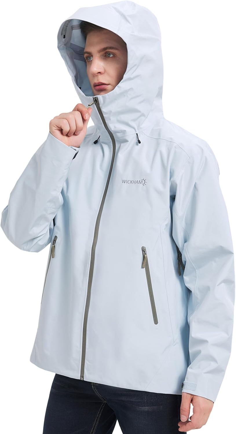 WICKHAM Men's High-performance Rain Jacket Outdoor Waterproof Windproof Coat fully Sealed Seams Shell for Expedition,Golf