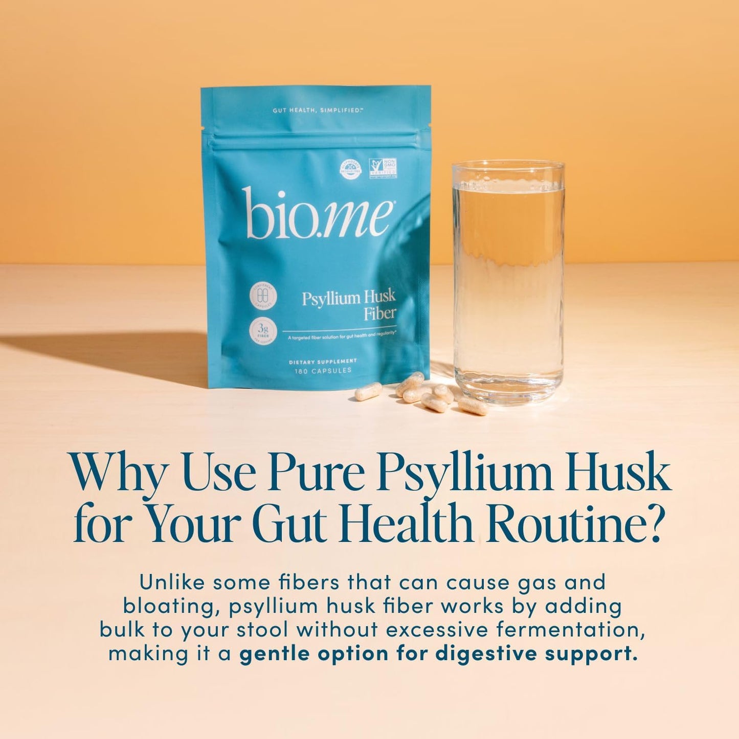 Psyllium Husk Fiber Capsules 2pk - Gluten-Free Fiber Supplement for Women & Men - Psyllium Husk Capsules for Healthy Digestion, Bowel Regularity, & Bloating Relief - 60 Servings