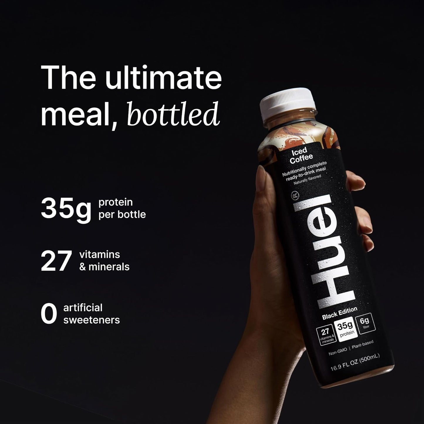 Huel Black Edition Ready-to-Drink | Iced Coffee Meal Replacement Shake | 35g High Protein Drink | 27 Vitamins & Minerals, Vegan, Gluten Free | Plant Based | High Fiber, Low Sugar | 16.9 Fl Oz, 12 Pack