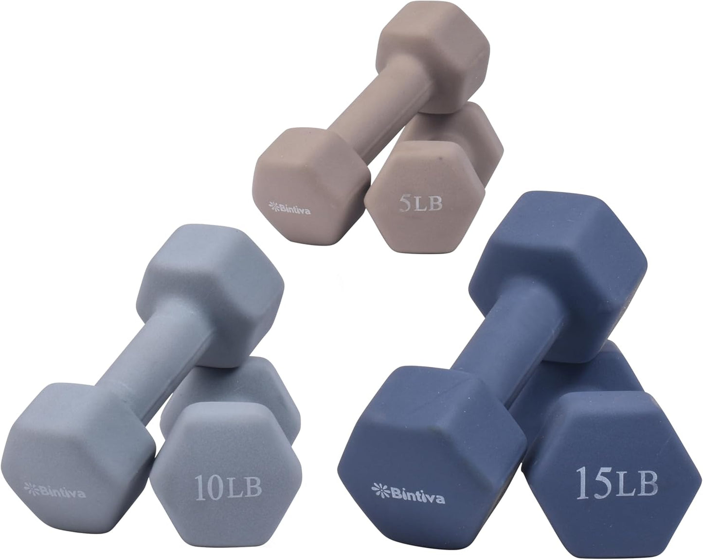 Dumbbell Set with Rack - Neoprene Coated Weights with Stand - Hex Color Coded Dumbell Pairs 1-20 LBs