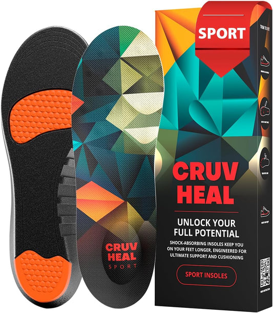 Sport Shock Absorbing Insoles - Athletic Shoe Cushioning Inserts for Men and Women - Ideal for Active Sports Running Training Hiking - Neutral Arch Good for Sneakers Shoes, XL