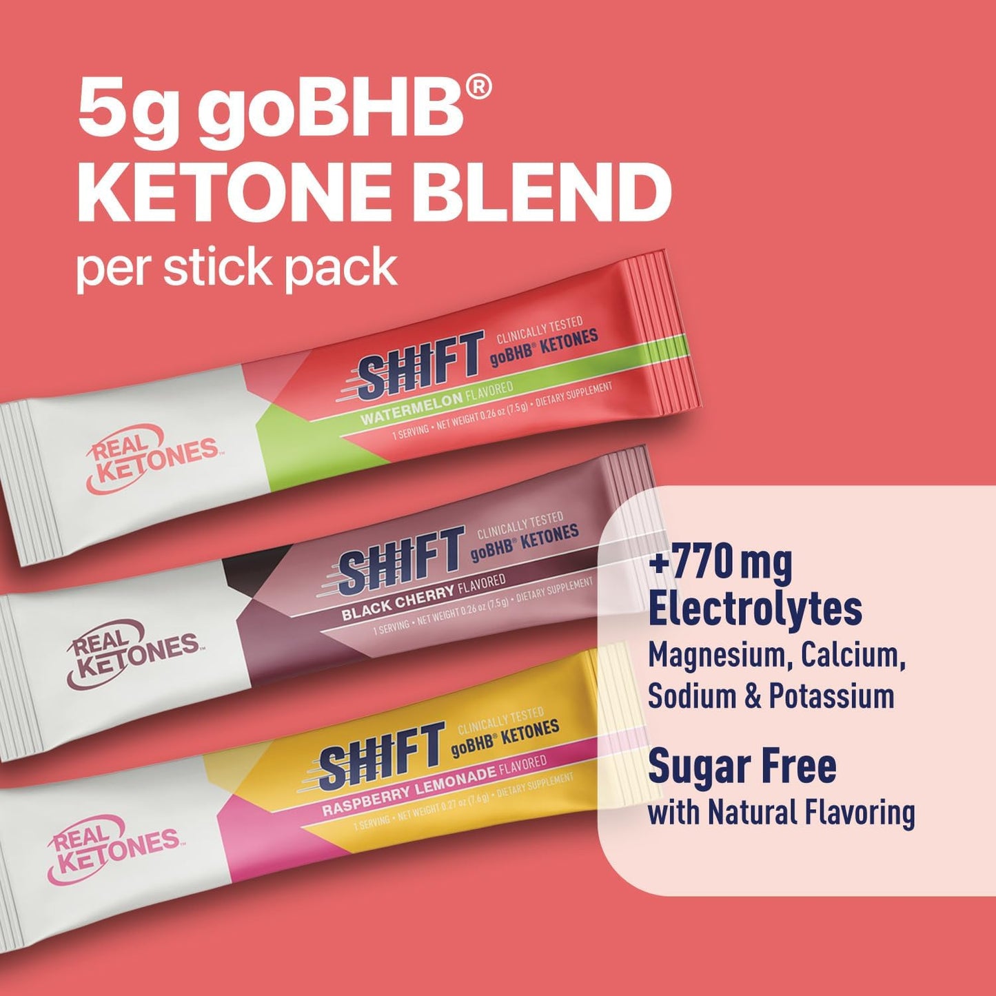 Real Ketones BHB Exogenous Ketones Drink Mix Packets Keto Electrolytes Powder Packets No Sugar with 4 Main Fasting Electrolytes Plus Hydrating Patented Keto BHB - 7 Count Variety Pack