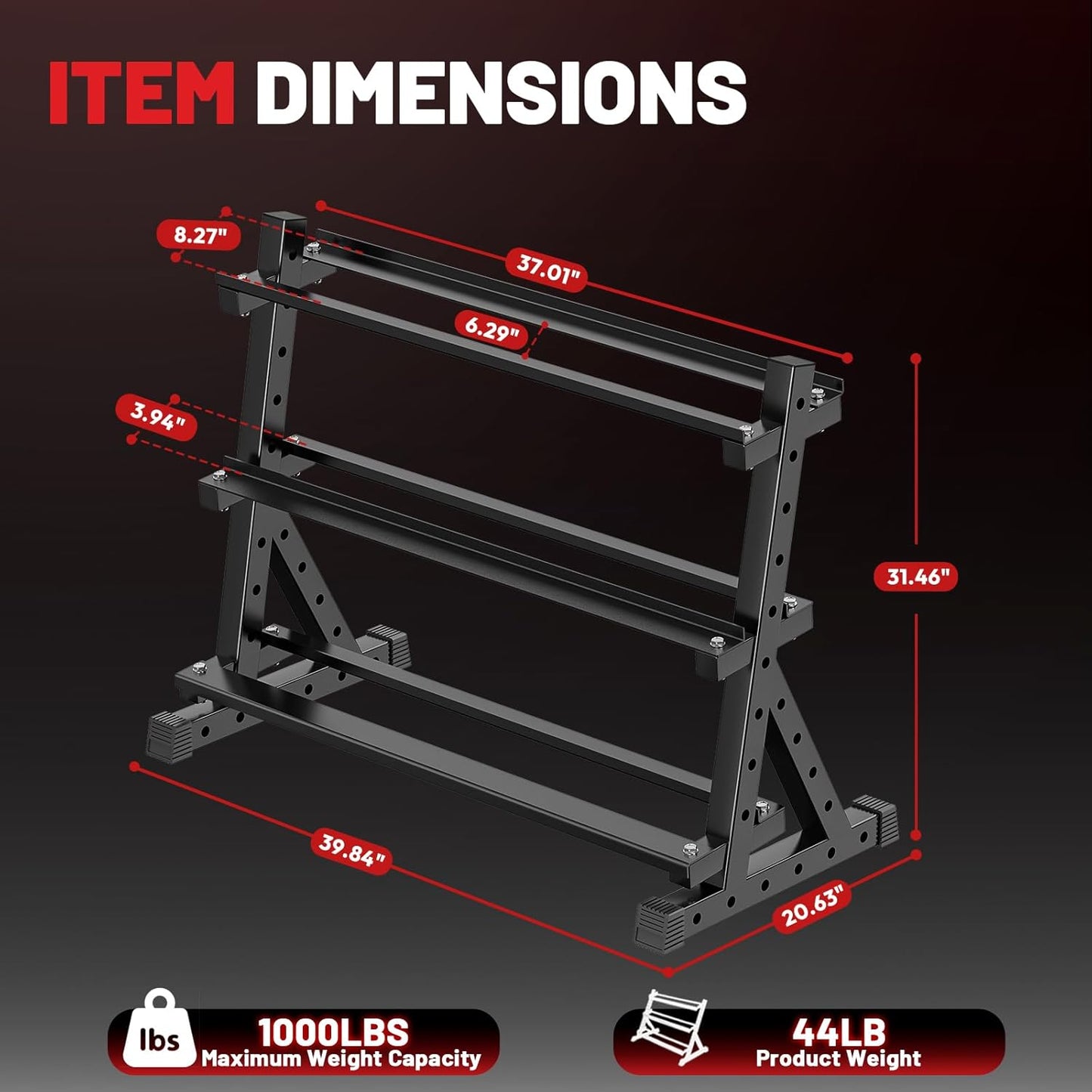 PAPABABE Hex Dumbbell Set with Rack, Rubber Encased Free Weight with Weight Storage Racks, Multiple Weight Options for Home Gym and Fitness