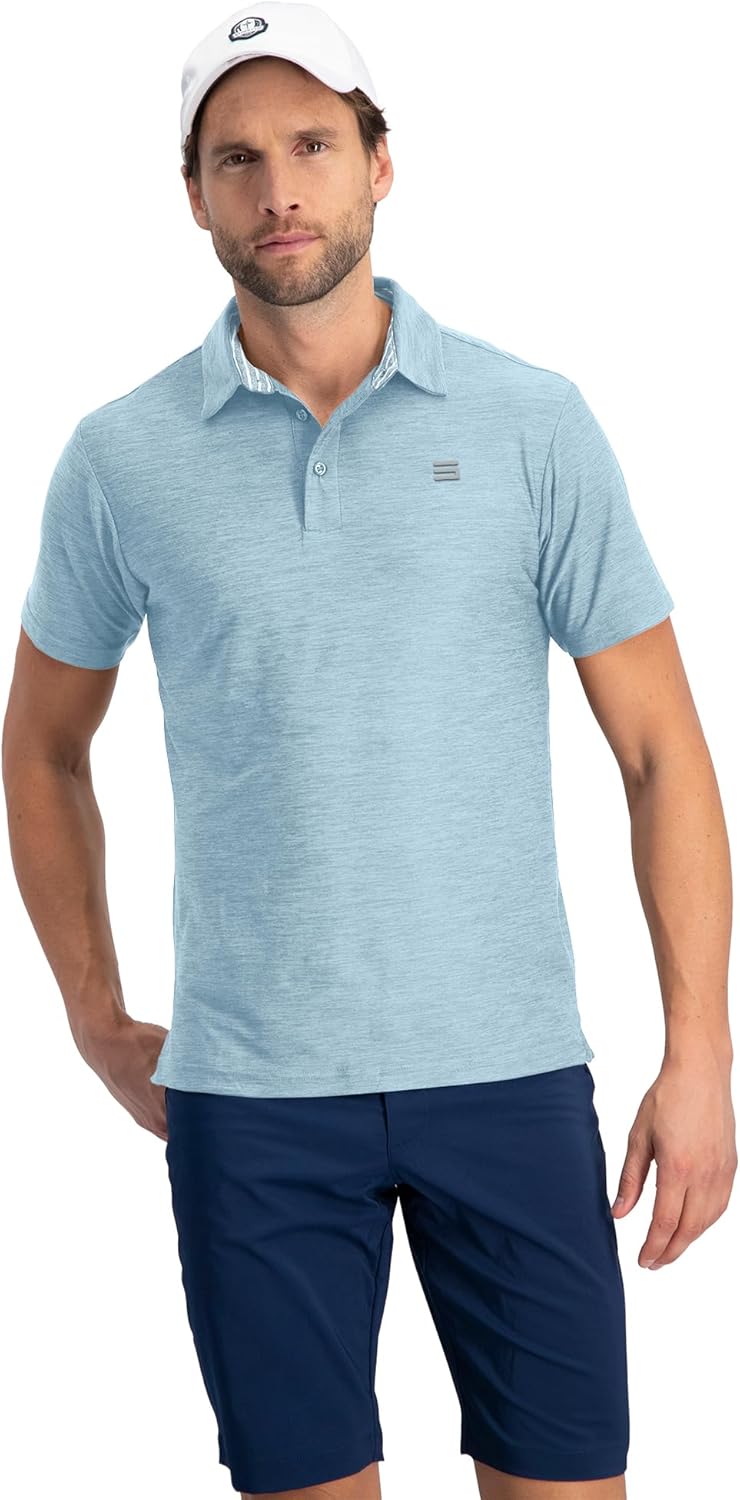 Three Sixty Six Golf Shirts for Men - Dry Fit Short-Sleeve Polo, Athletic Casual Collared T-Shirt