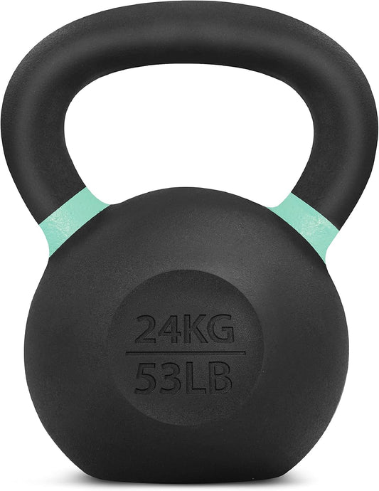 Yes4All Powder Coated Cast Iron Kettlebell Strength Training Kettlebells Weight Set for Full Body Workout, Home Gym