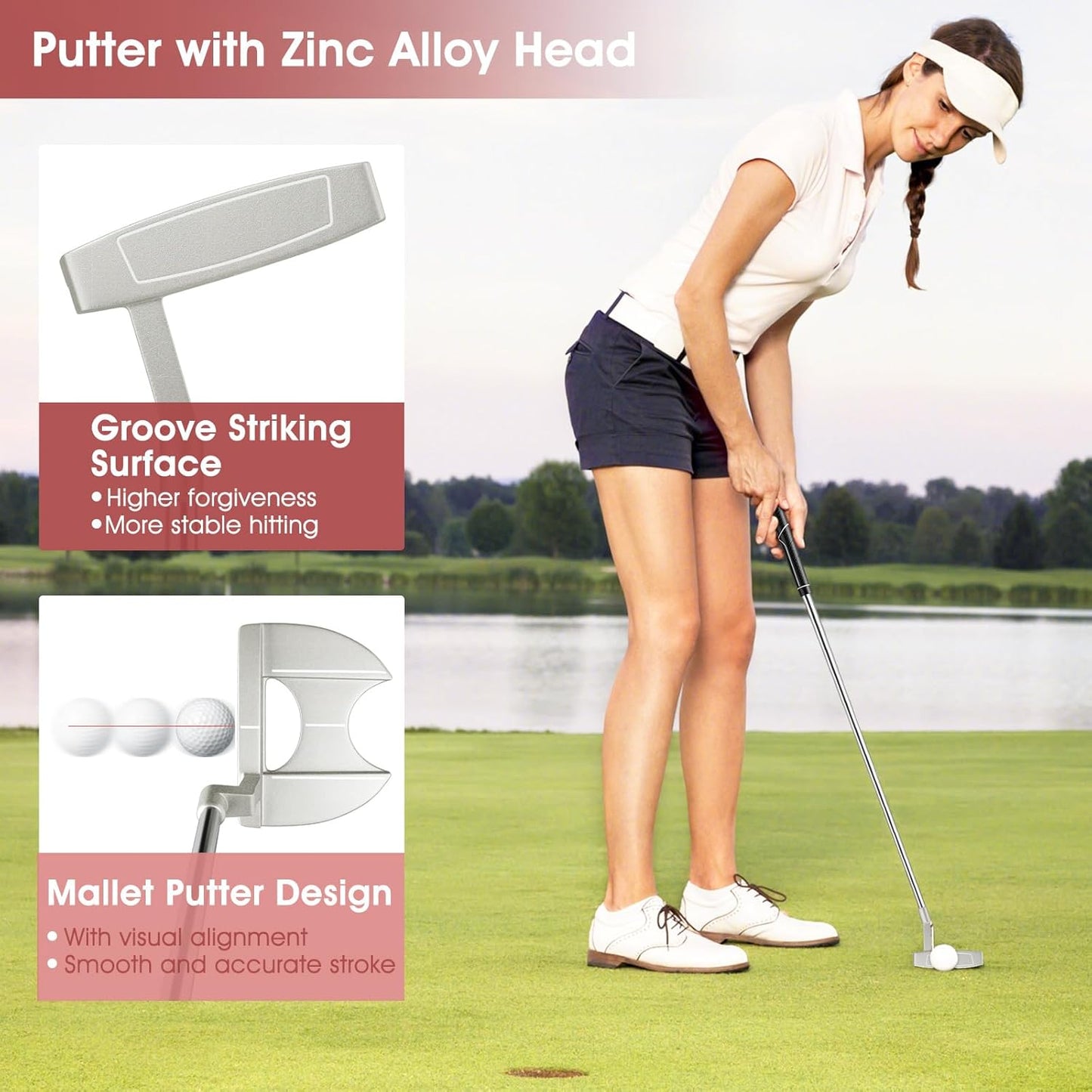 ULTIMATE Women's Complete Golf Club Set, 9/11pcs Right Handed Ladies Golf Clubs Set w/ 460cc Alloy Driver, #3 Fairway Wood, Hybrid, #6/#7/#8/#9/#P Irons & Putter