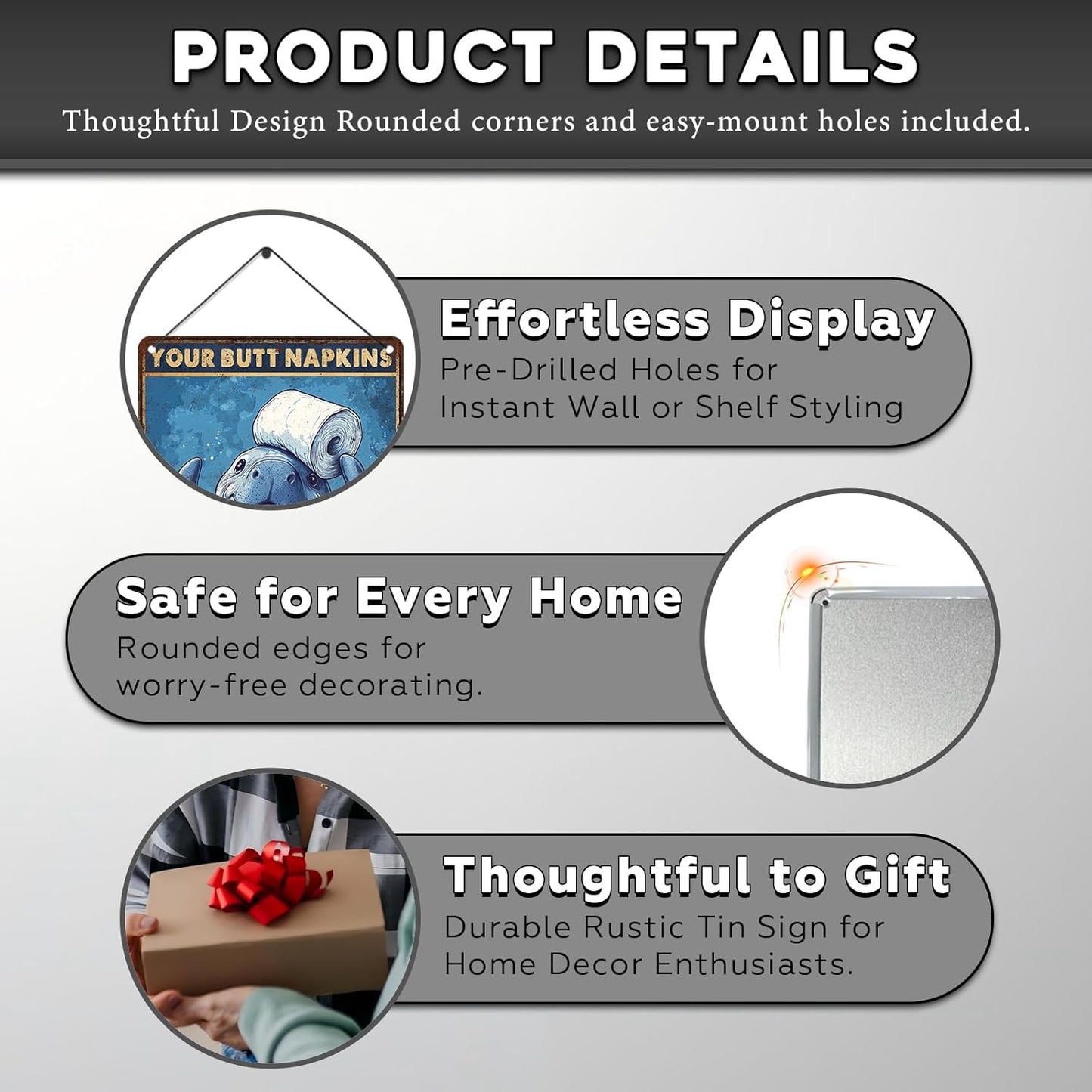 Vintage Manatee Tin Sign Your Butt Napkins My Lord Retro Bathroom Metal Poster Funny sea Cow Wall Art Toilet Man Cave Bar Cafe Indoor Room Garage Store Office 12 * 16inch