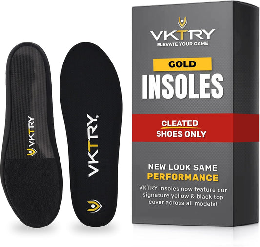 VKTRY Gold for Cleated Shoes - Carbon Fiber Performance Insoles - Customized Inserts for Football, Baseball, Lacrosse & More| Run Fast, Jump High, Support Recovery, US M11-11.5, W13-13.5, >220lb