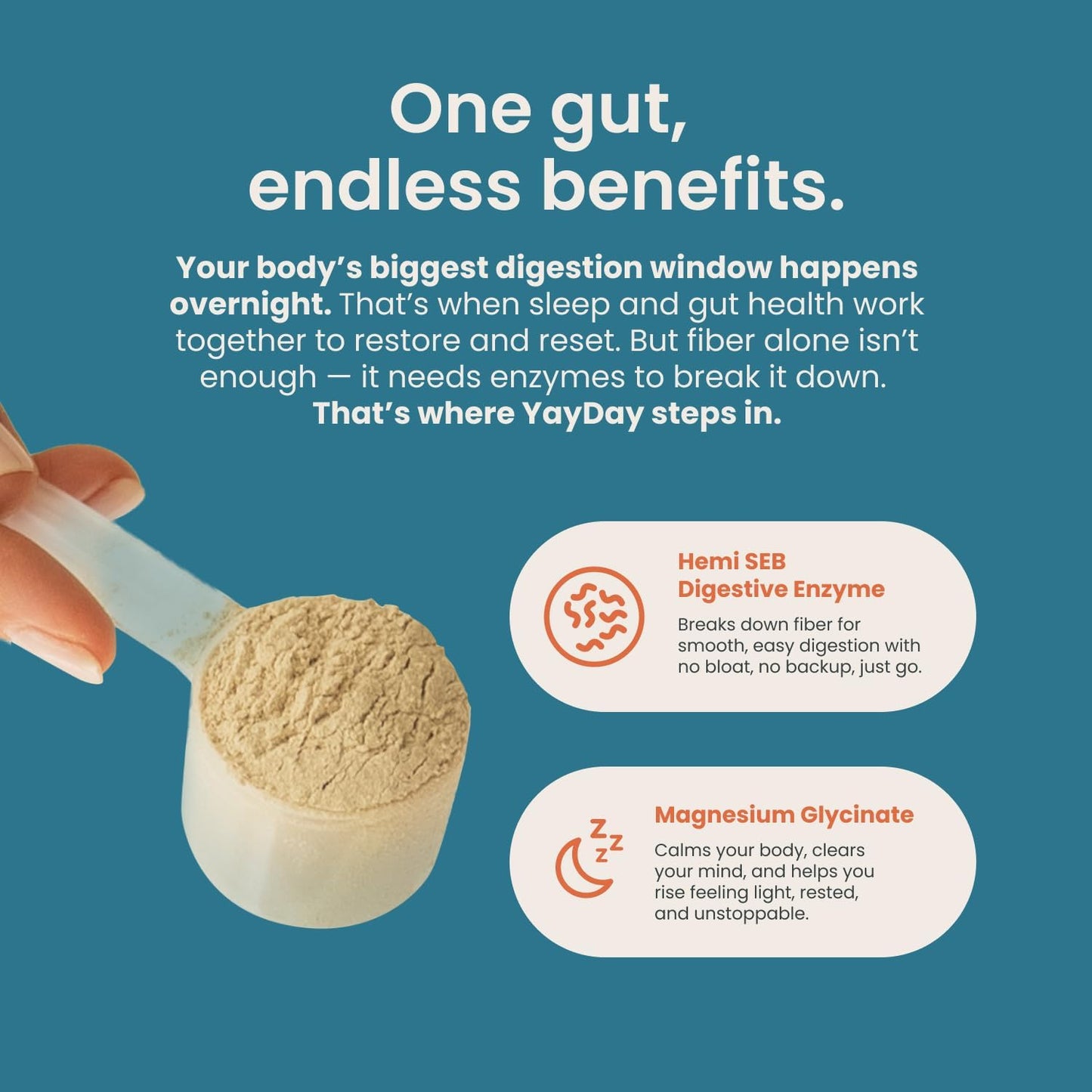 Nighttime Prebiotic Fiber Powder with Digestive Enzymes & Magnesium Glycinate for Sleep | Gut Health Supplement for Women & Men - Digestion Support, Bloating Relief - Citrus, 7 Servings